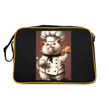 Chefkoch Katze - Retro Tasche - Schwarz/Gold - Hinten