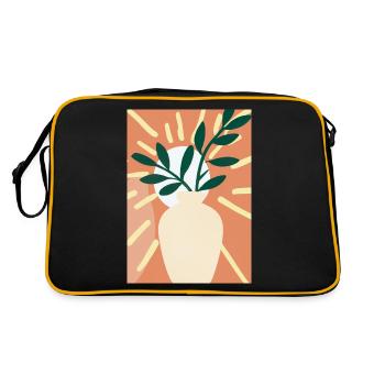 Florale Blumenformen - Retro Tasche - Schwarz/Gold - Hinten