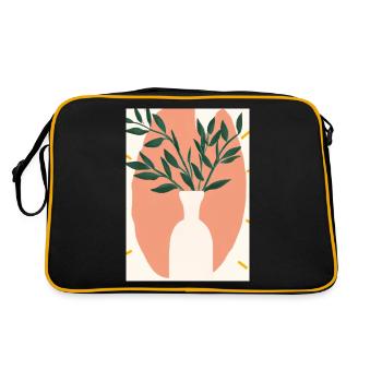 Florale Blumenformen - Retro Tasche - Schwarz/Gold - Hinten