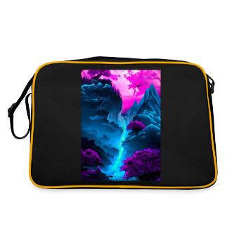 Mystischer Wasserfall - Retro Tasche - Schwarz/Gold - Hinten