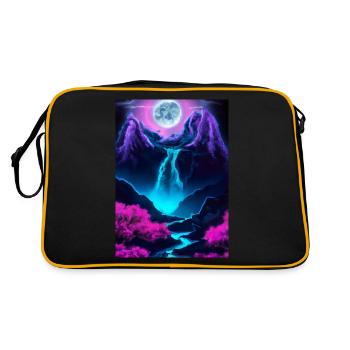 Mystischer Wasserfall - Retro Tasche - Schwarz/Gold - Hinten