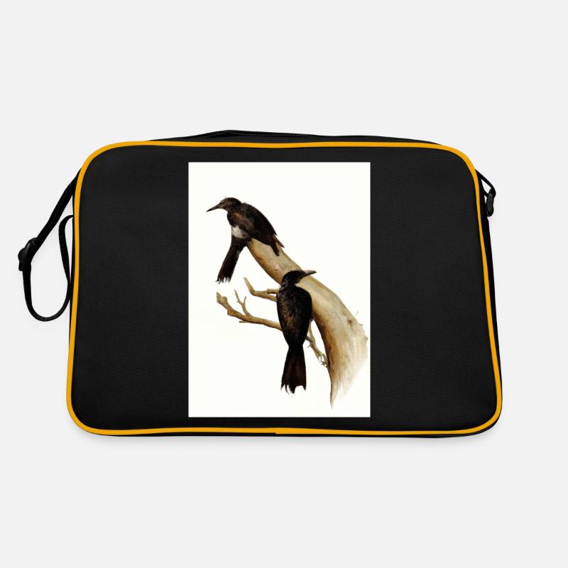 Vögel auf einem Zweig Retro Tasche