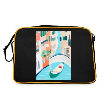 Venedig Italien - Retro Tasche - Schwarz/Gold - Hinten