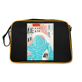 Venedig Italien - Retro Tasche - Schwarz/Gold - Hinten