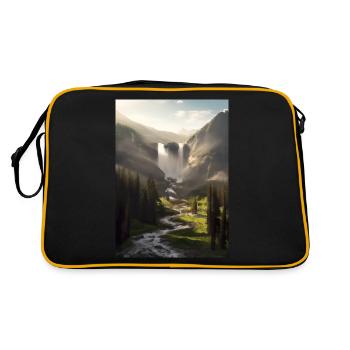 Wasserfall in der Natur - Retro Tasche - Schwarz/Gold - Hinten