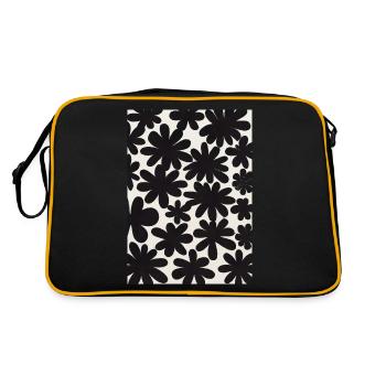 Schwarze Blumen-Muster - Retro Tasche - Schwarz/Gold - Hinten