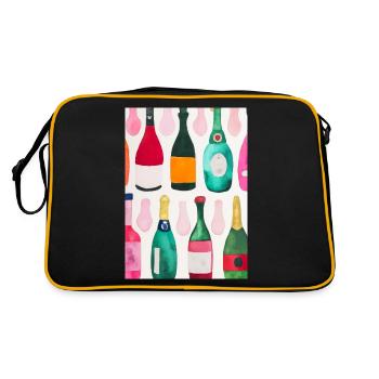 Flaschen-Muster-Malerei - Retro Tasche - Schwarz/Gold - Hinten