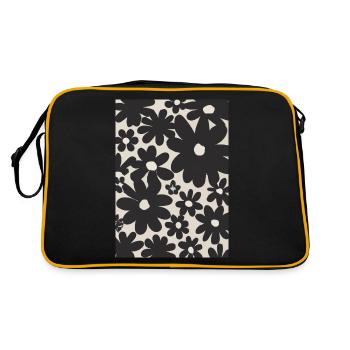Schwarze Blumen-Muster - Retro Tasche - Schwarz/Gold - Hinten