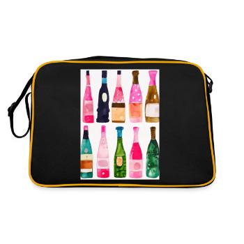 Flaschen-Muster-Malerei - Retro Tasche - Schwarz/Gold - Hinten