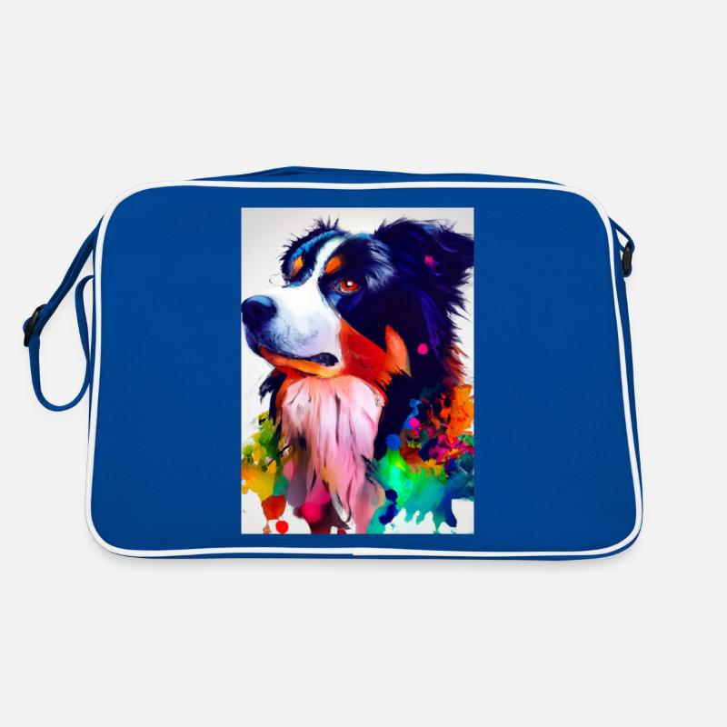 Bunter Border Collie Retro Tasche