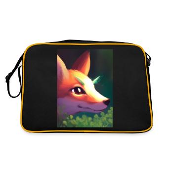 Niedliche Fuchs-Malerei - Retro Tasche - Schwarz/Gold - Hinten