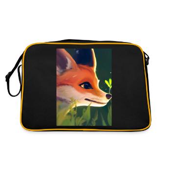 Niedliche Fuchs-Malerei - Retro Tasche - Schwarz/Gold - Hinten