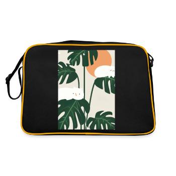 Katzen auf Leafs - Retro Tasche - Schwarz/Gold - Hinten
