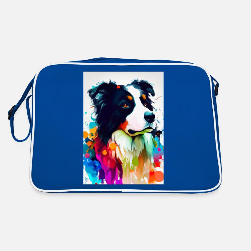 Bunter Border Collie Retro Tasche