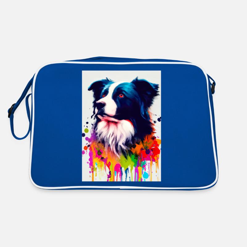 Bunter Border Collie Retro Tasche