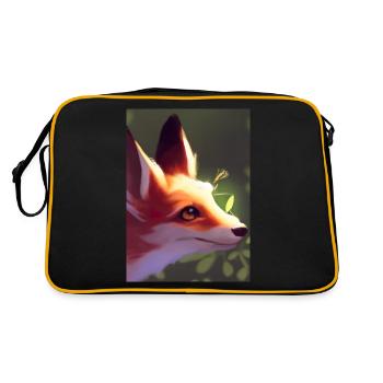 Niedliche Fuchs-Malerei - Retro Tasche - Schwarz/Gold - Hinten