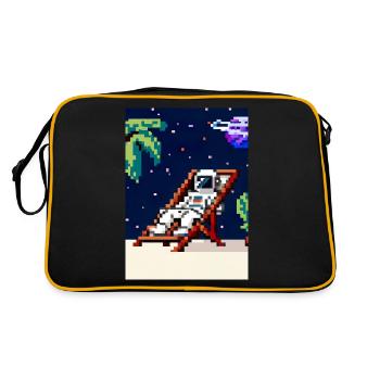 Astronaut im Tropenresort - Retro Tasche - Schwarz/Gold - Hinten
