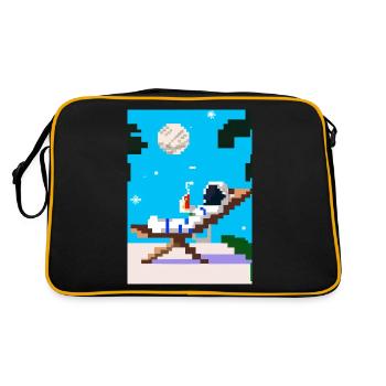 Astronaut im Tropenresort - Retro Tasche - Schwarz/Gold - Hinten