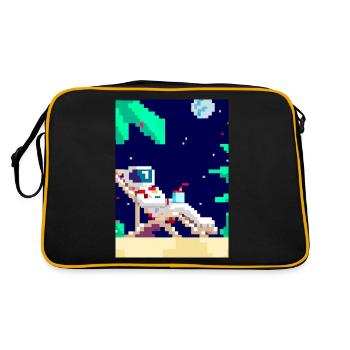 Astronaut im Tropenresort - Retro Tasche - Schwarz/Gold - Hinten