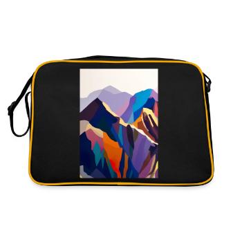 Bunte Berge - Retro Tasche - Schwarz/Gold - Hinten