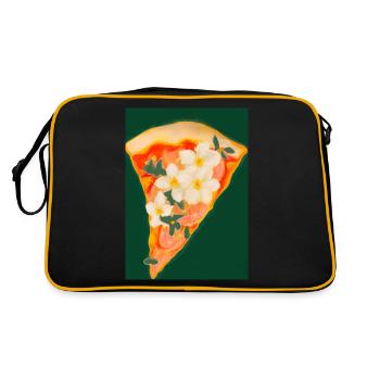 Blümchen-Pizza - Retro Tasche - Schwarz/Gold - Hinten