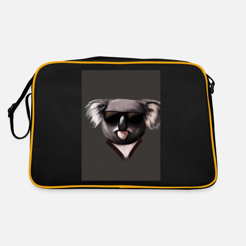 Koala mit Sonnenbrille - Retro Tasche - Schwarz/Gold