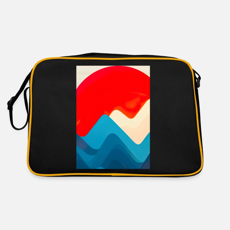 Retro Berge und Sonne - Retro Tasche - Schwarz/Gold