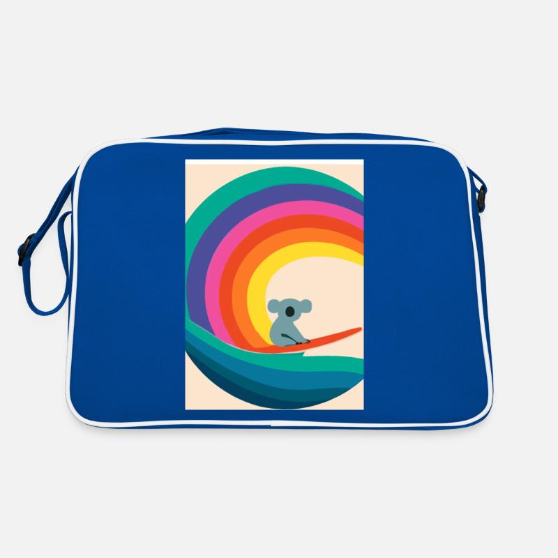 Surfender Regenbogen-Koala Retro Tasche