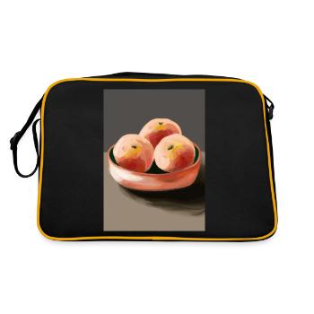 Drei Pfirsiche - Retro Tasche - Schwarz/Gold - Hinten