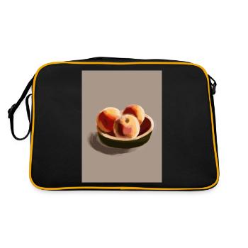 Drei Pfirsiche - Retro Tasche - Schwarz/Gold - Hinten