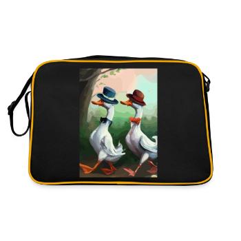 Zwei Enten - Retro Tasche - Schwarz/Gold - Hinten
