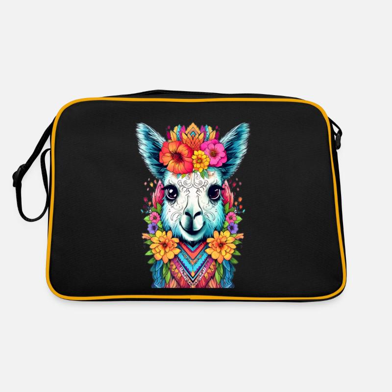Lama - Retro Tasche - Schwarz/Gold