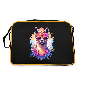 Lama - Retro Tasche - Schwarz/Gold - Hinten
