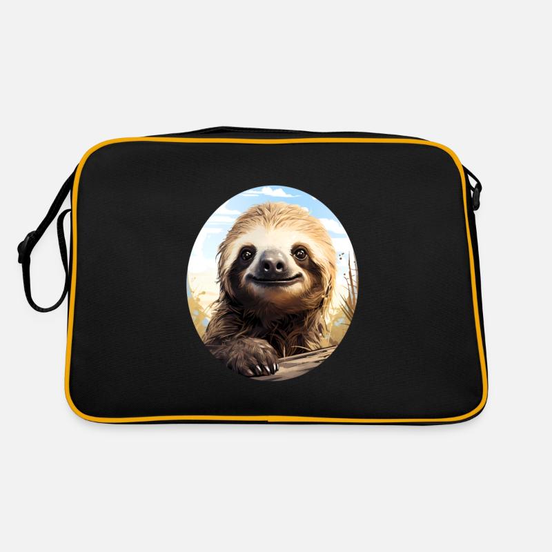 Faultier - Retro Tasche - Schwarz/Gold