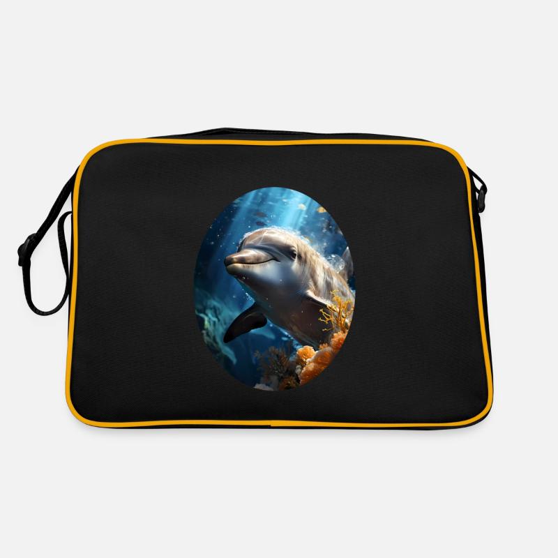 Delfin - Retro Tasche - Schwarz/Gold