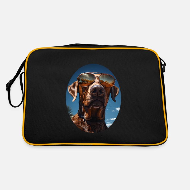 Hund - Retro Tasche - Schwarz/Gold