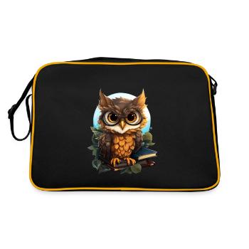 Eule - Retro Tasche - Schwarz/Gold - Hinten