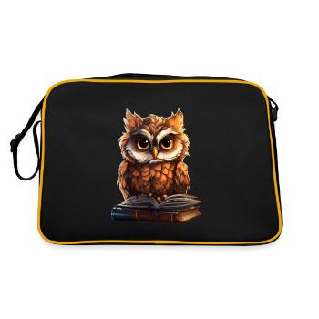 Eule - Retro Tasche - Schwarz/Gold - Hinten