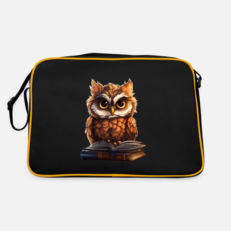 Eule - Retro Tasche - Schwarz/Gold