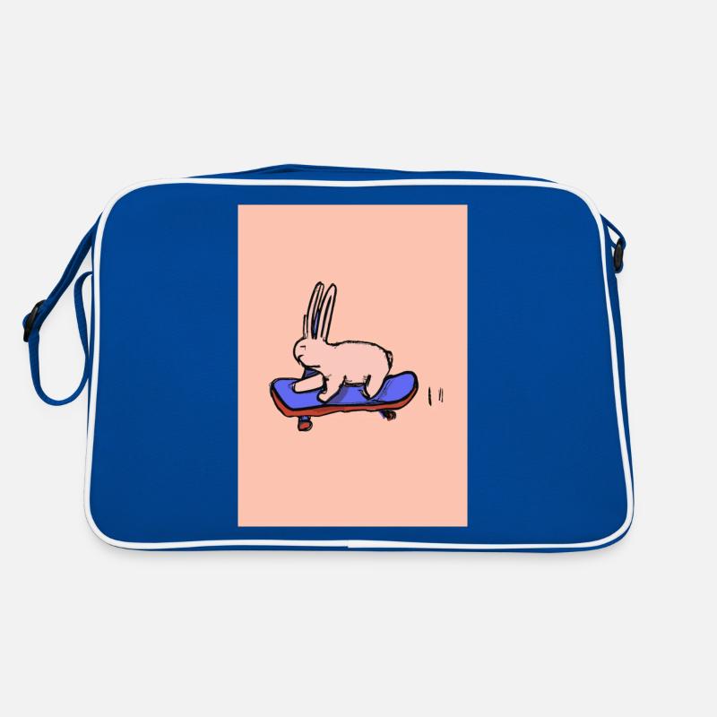 Hase auf einem Skateboard Retro Tasche