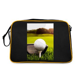Golfball Abschlag - Retro Tasche - Schwarz/Gold - Hinten
