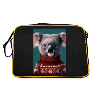 Koala im Weihnachtspullover - Retro Tasche - Schwarz/Gold - Hinten