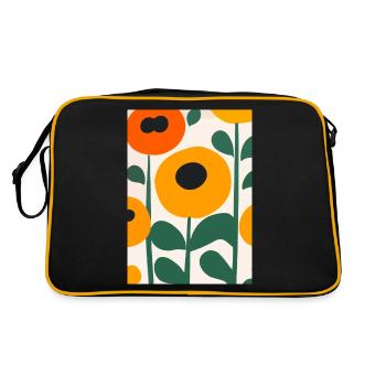 Sonnenblumen-Formulare - Retro Tasche - Schwarz/Gold - Hinten