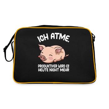Ich Atme Schwein - Retro Tasche - Schwarz/Gold - Hinten