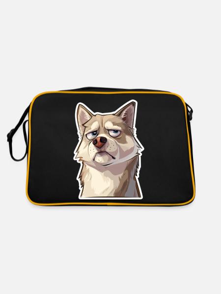 Grumpy the Husky - Retro Bag - black/gold - Back