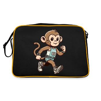 Cute Marathon Runner Monkey - Retro Tasche - Schwarz/Gold - Hinten