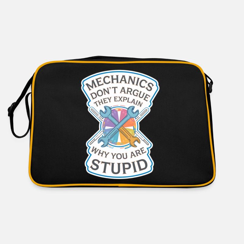 Mechanics Explain Why You Are Stupid 8 - Retro Tasche - Schwarz/Gold