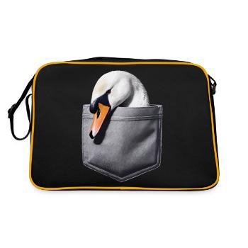 Schwan - Retro Tasche - Schwarz/Gold - Hinten