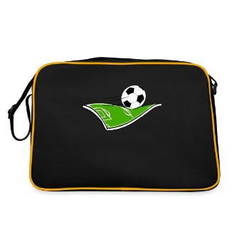 fussball zeichnung feld und ballon - Retro Tasche - Schwarz/Gold - Hinten