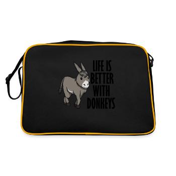 Vivre avec ânes citation bébé âne - Sac Retro - noir/or - Dos